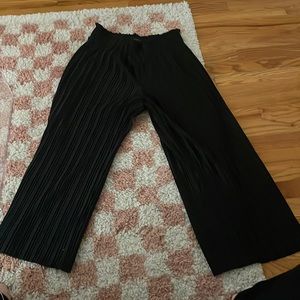 ann taylor black pleated wide leg pants